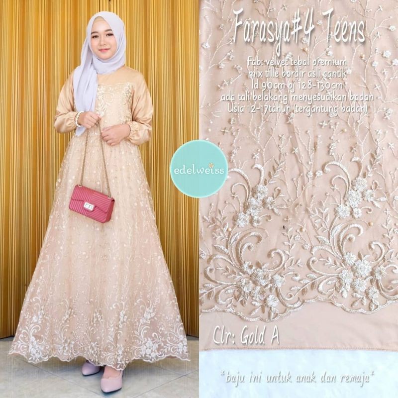 Farasya Dress Teen #4 Gamis Brukat Tile Remaja LD 90 Gamis Pesta Anak Remaja Gamis Brukat Tile Pakai Tali Gamis Anak Perempuan Cantik Gamis Kecil Dress Brukat Anak anak Gamis Kondangan Dress Muslimah Dress Muslim Gaun Pesta