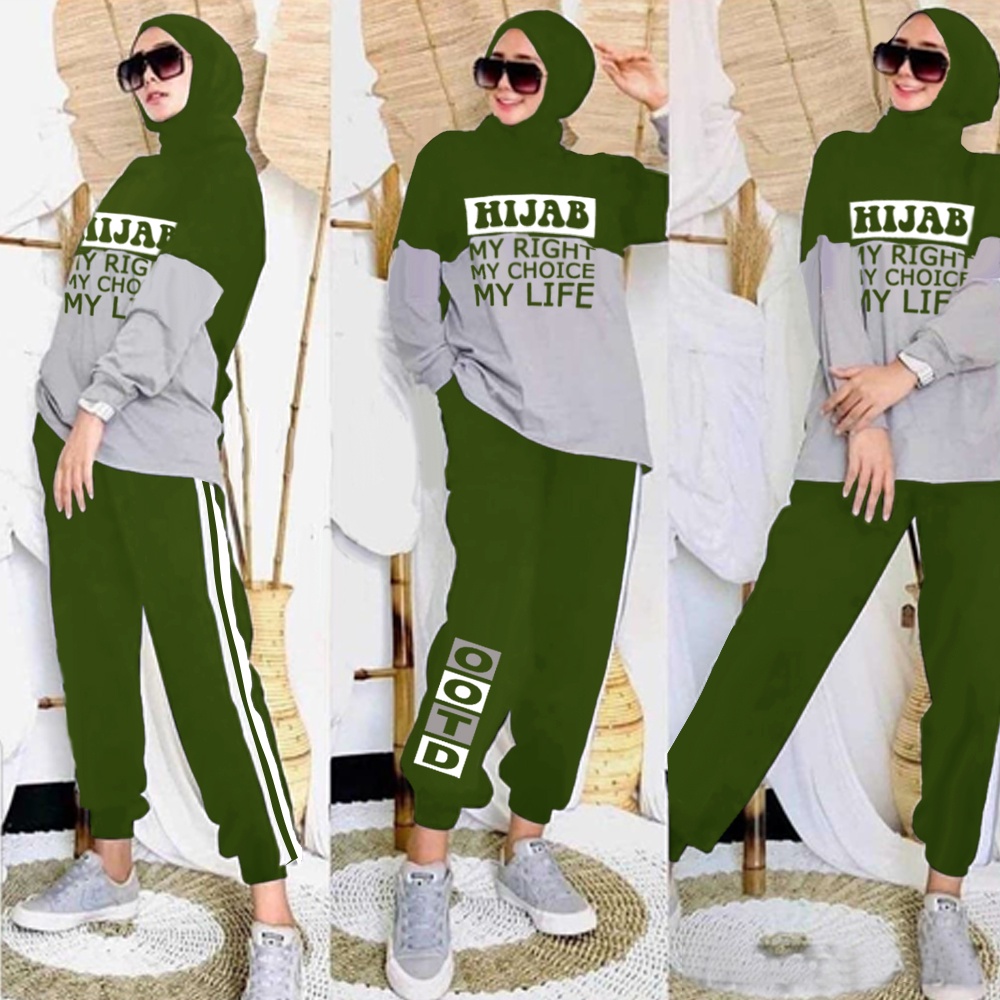 Baju Setelan Wanita Kekinian - One Set Wanita - Mayoutfit - Set Hibaba Setelan Olahraga - Lexoir-St Hibaba TNI