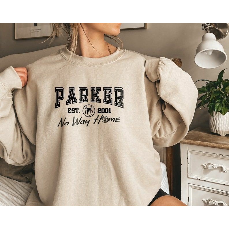 SWEATER CREWNECK PARKER NO WAY HOME TEXT / SWEATER UNISEX TEBAL