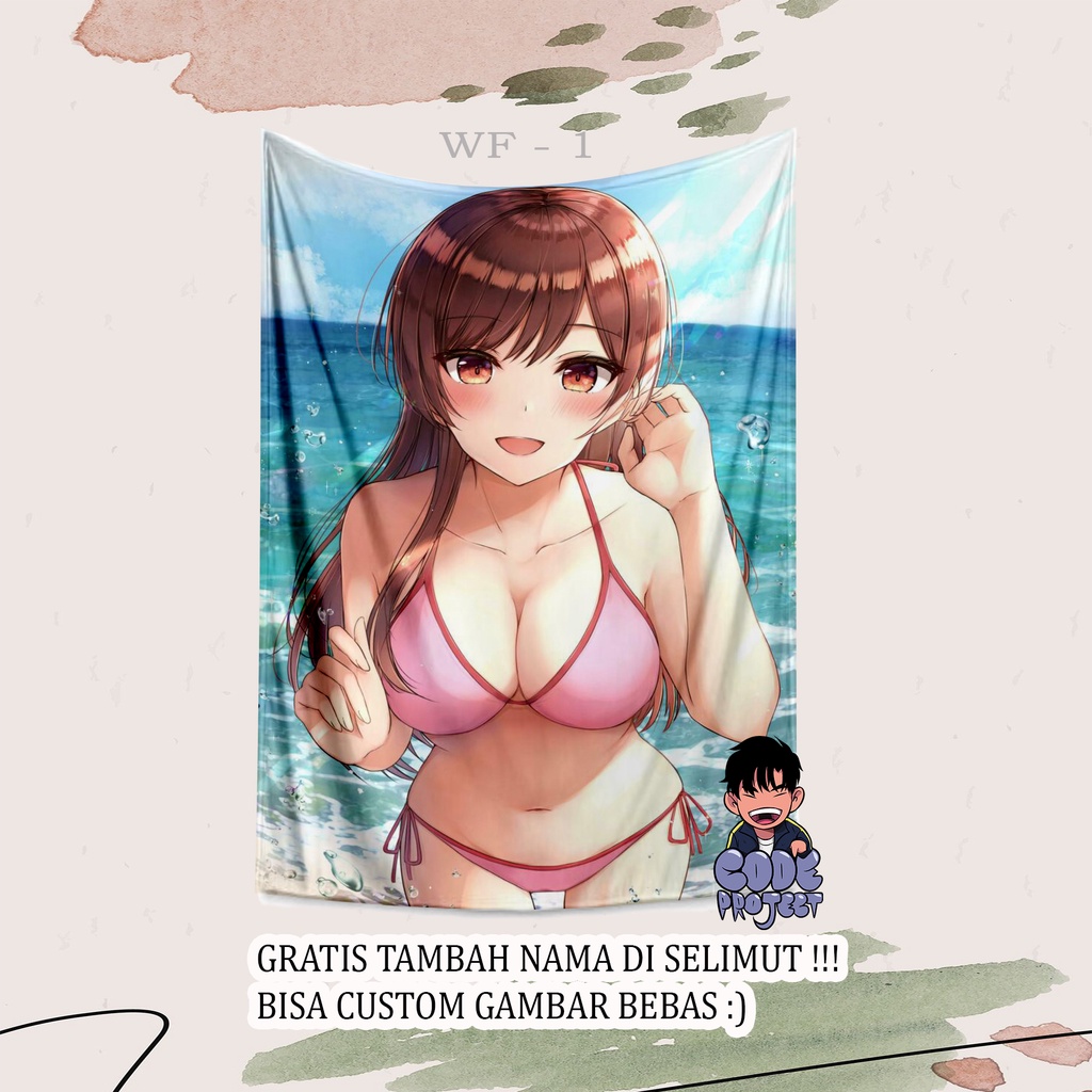 SELIMUT KARAKTER ANIME WANITA KAWAI - selimut waifu kawai - selimut anime - anime -aksesoris kamar a