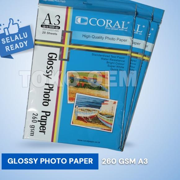 

❊ Glossy Photo Paper Coral A3 260Gsm ☏