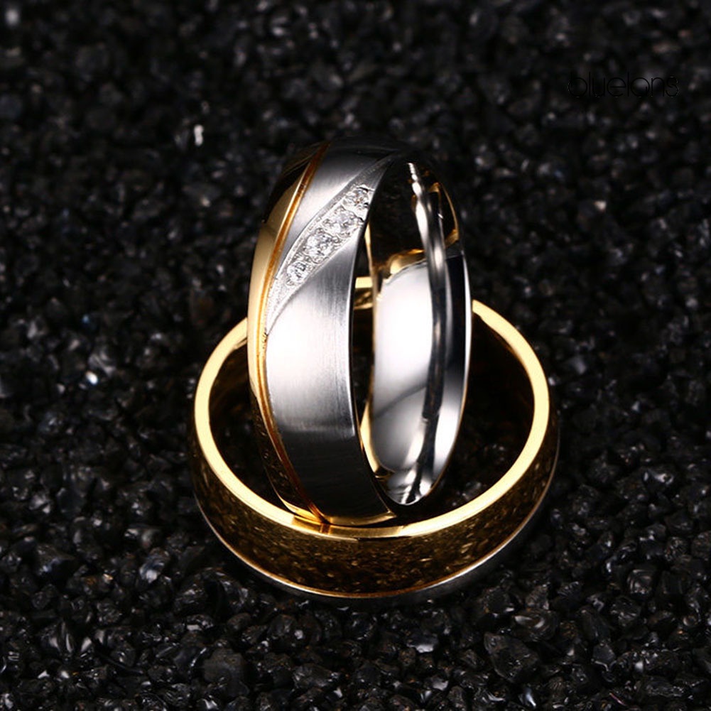 Bluelans Fashion Gold Plated Titanium Steel Lover Ring Wedding Band Bridal Jewelry Gift