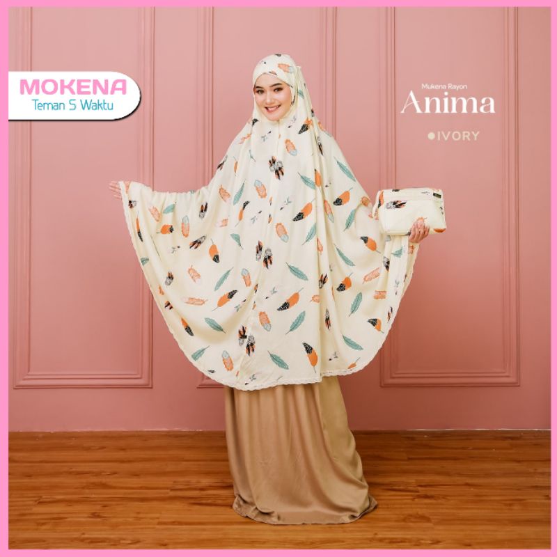 Mukena Mukenah Dewasa Travel Traveling Bahan rayon jumbo Premium Motif Anima 2 in 1 Bahan Adem Lembu