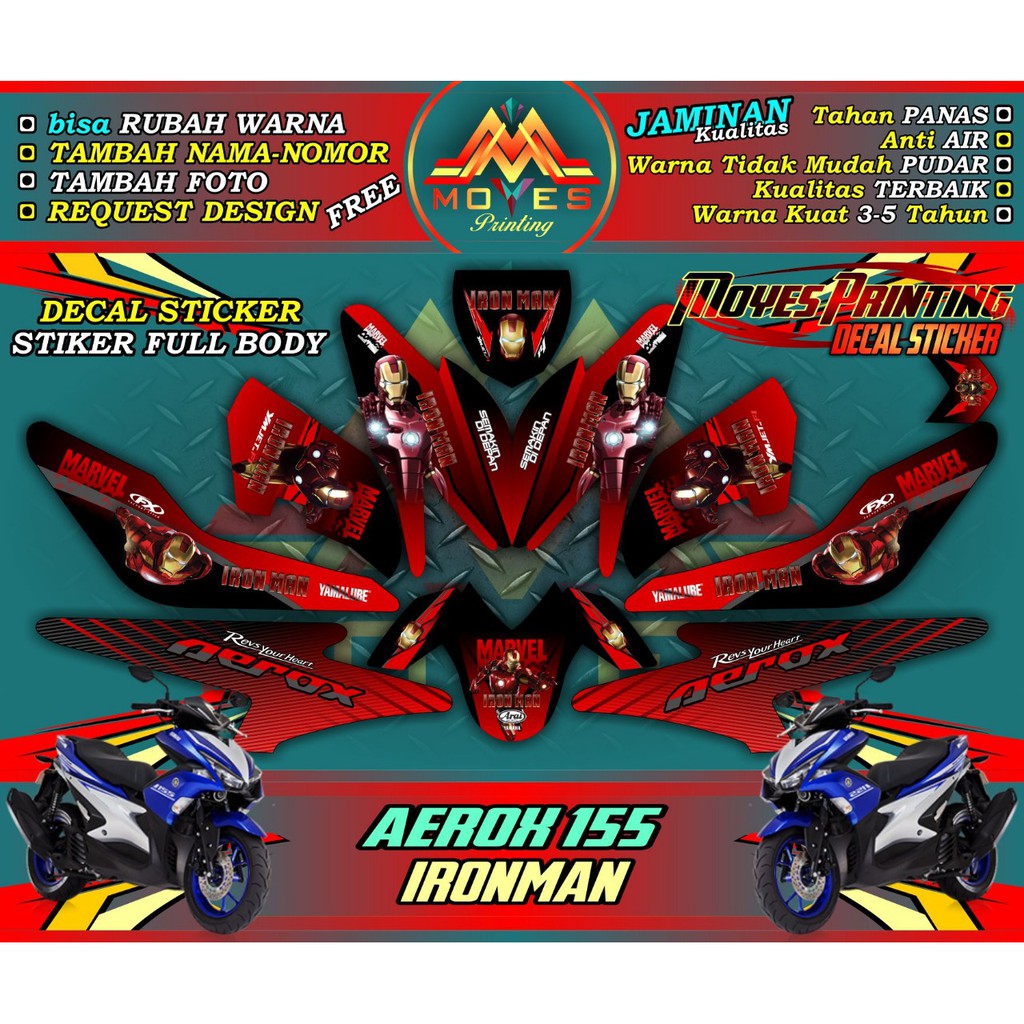 cod Decal stiker motor aerox 155 full body decal stiker motor aerox full body_IRONMAN