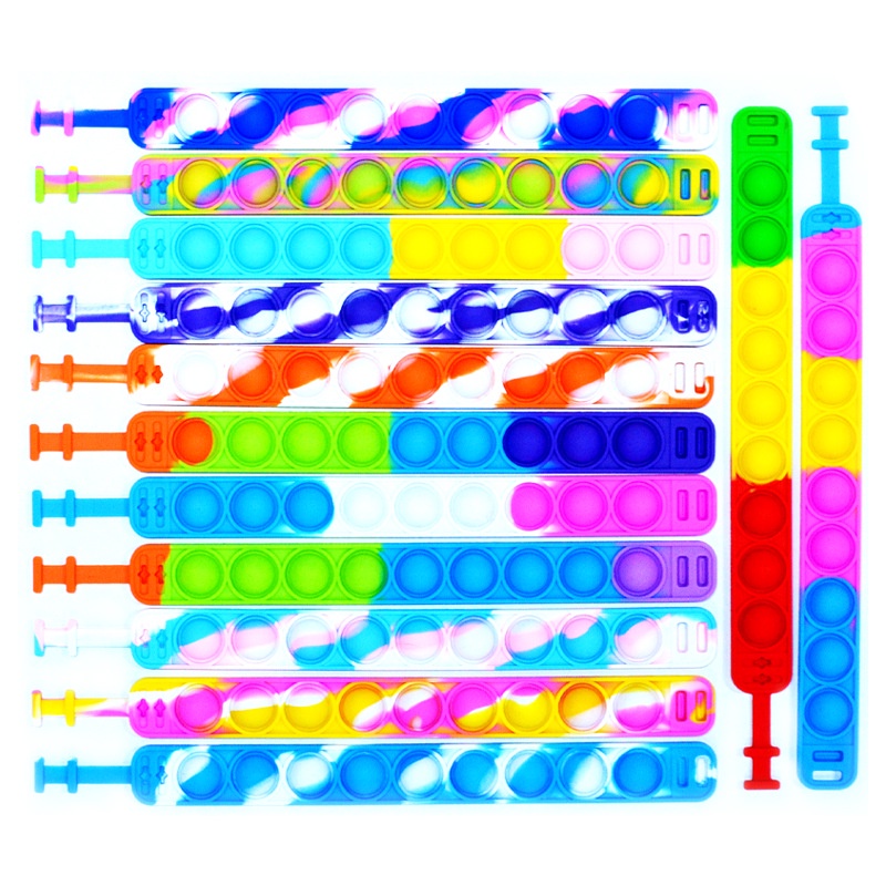 Unicorn Pop It Fidget Toys Push Popit Bubble Sensory Fidget Wristband Autism Squishy Stress Reliever Kids Toys-2