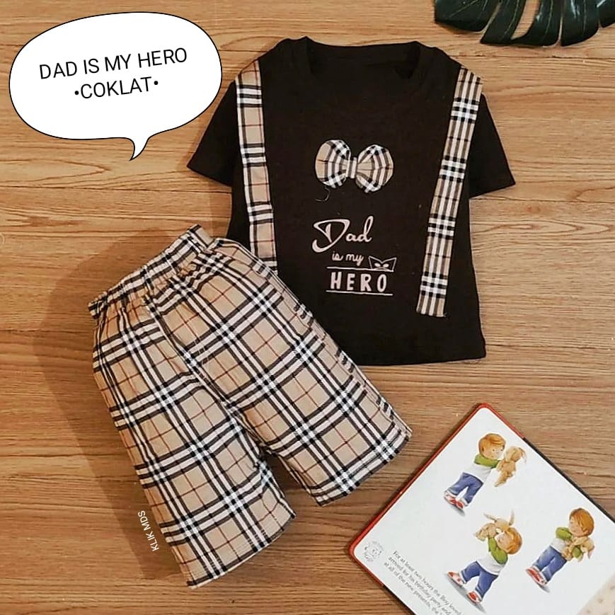 Klik Mds Setelan Baju Anak Bayi Laki-laki Usia 2-9 Bulan Motif Dad Is My Hero