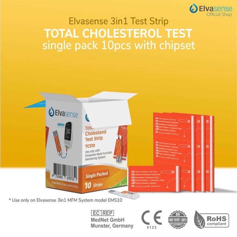 strip test 3in1 Elvasense ( gula / asam urat / kolesterol )