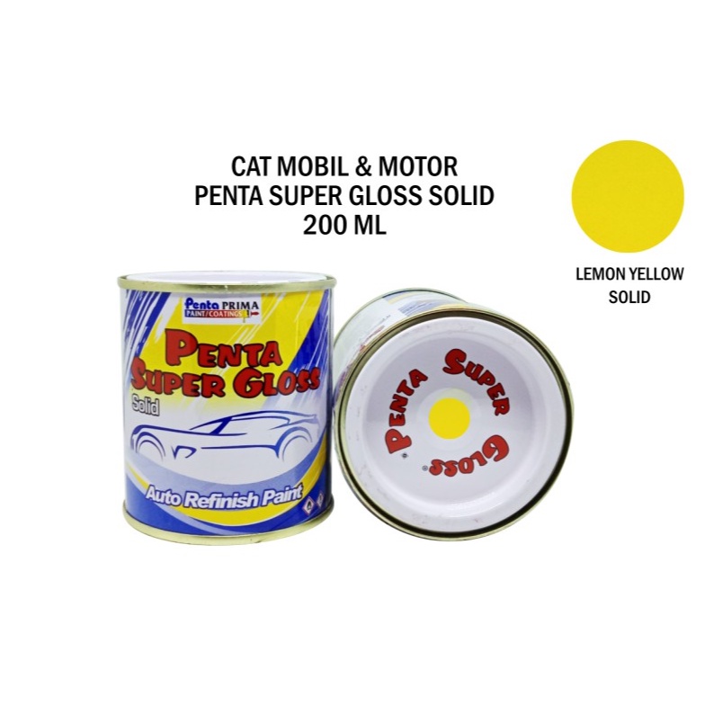 CAT PENTA LEMON YELLOW 322T 200 gram - cat duco kuning lemon penta super gloss - cat penta kuning lemon - cat mobil kuning - cat motor kuning penta super gloss