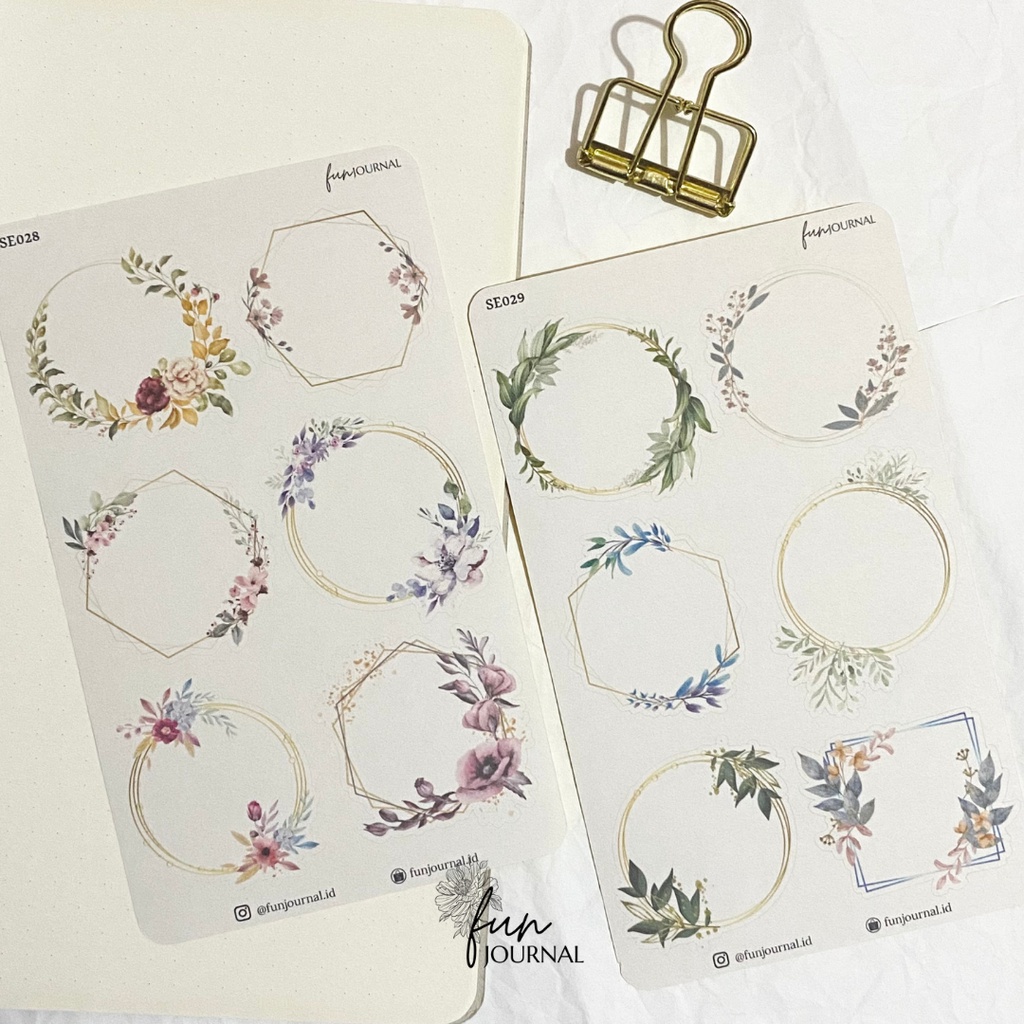 

FRAME FLOWER AND LEAVE STICKER STIKER SHEET UNTUK JOURNAL JURNAL PLANNING PLANNER SCRAPBOOK DIY BUJO