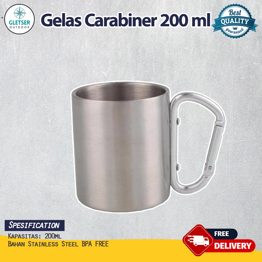 Gelas Carabiner Stainless Steel Gelas Camping Outdoor