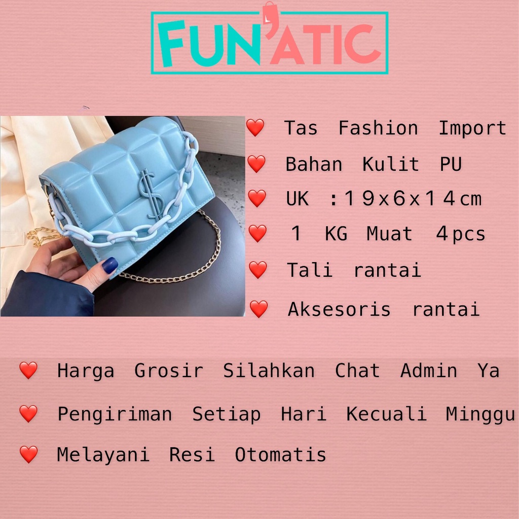 Funatic Tas Selempang Rantai Wanita Import Fashion Korea Uk 18 X 6 X 13.5cm FA965