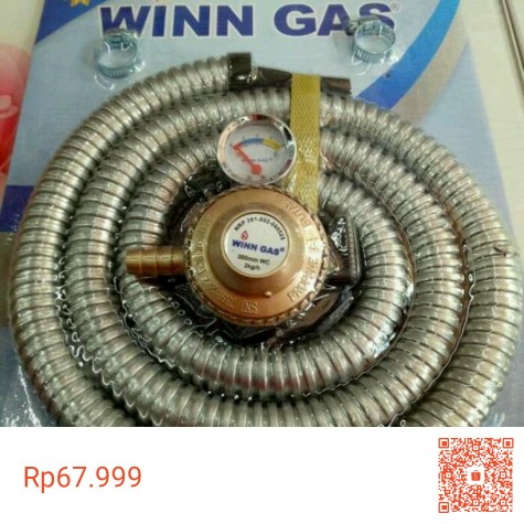 Paket Winn Gas W28 Tekva Meter Dgn Selang Gas Dilapisi Flexible Metal