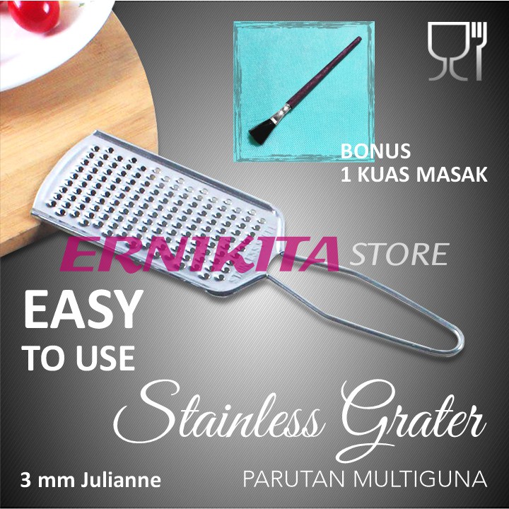 GRATER PARUTAN KEJU STAINLESS STEEL SERBAGUNA - Bonus Kuas Kue