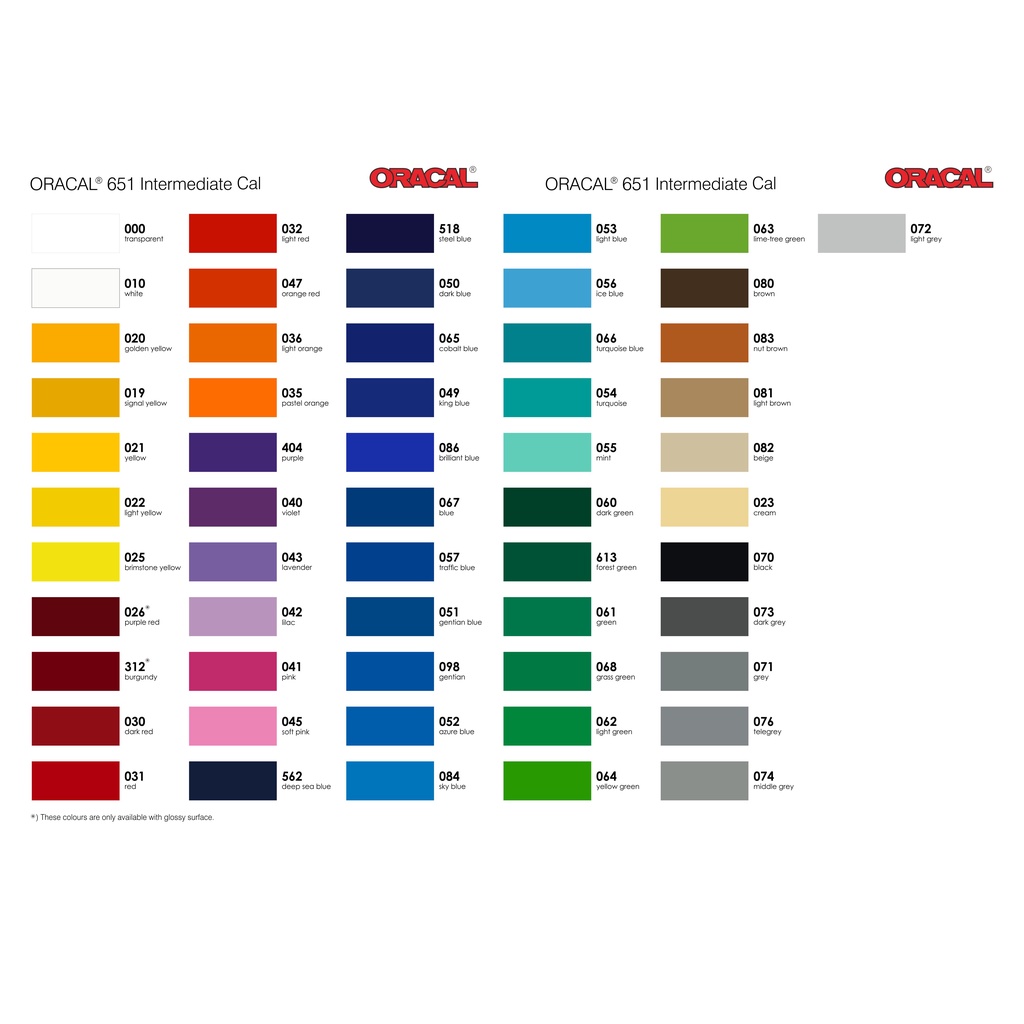 

STICKER ORACAL SERIES 651 GLOSSY/KILAP Per 100 cm x 126 cm