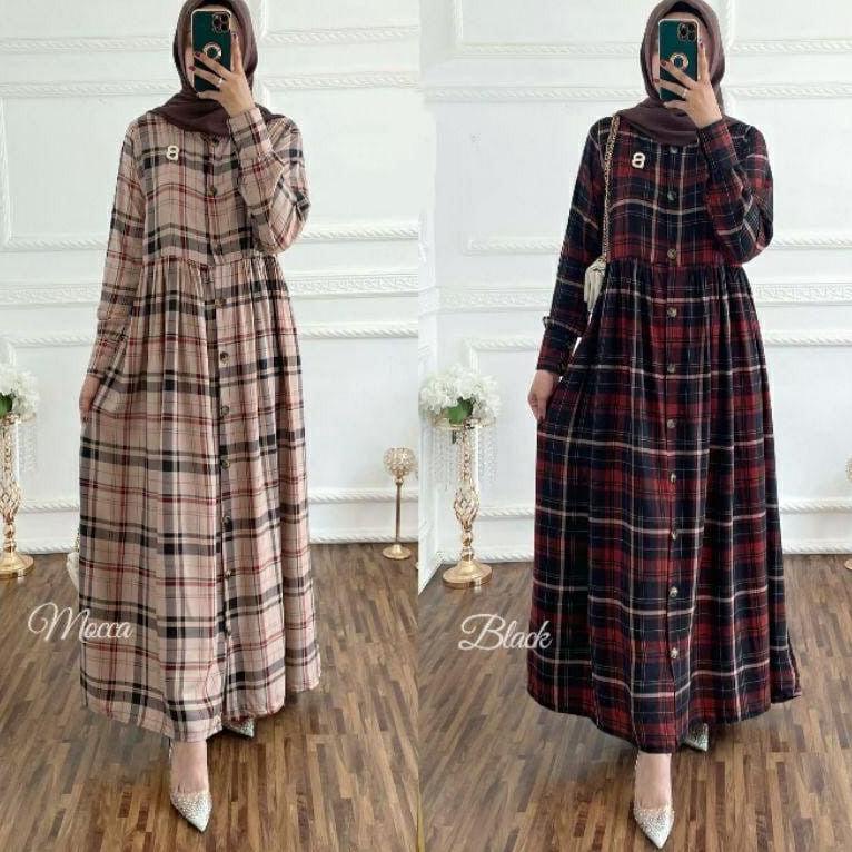 BURBERRY DRESS ASTRID KOTAK SEKAT MAXY GAMIS BUSUI  NURSING WEAR RAYON DAILY OUTFIT HOMEWEAR KEKINIA