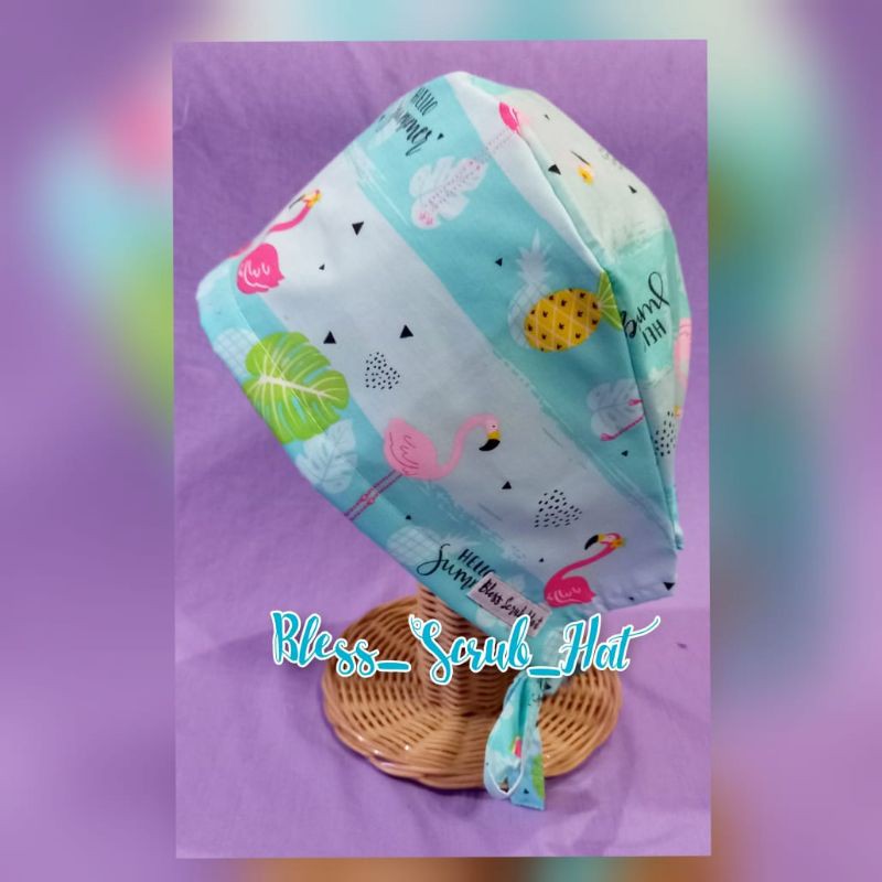 Topi Bedah / Nurse Cap/ Sugical cap/ Topi Motif/ Flaminggo