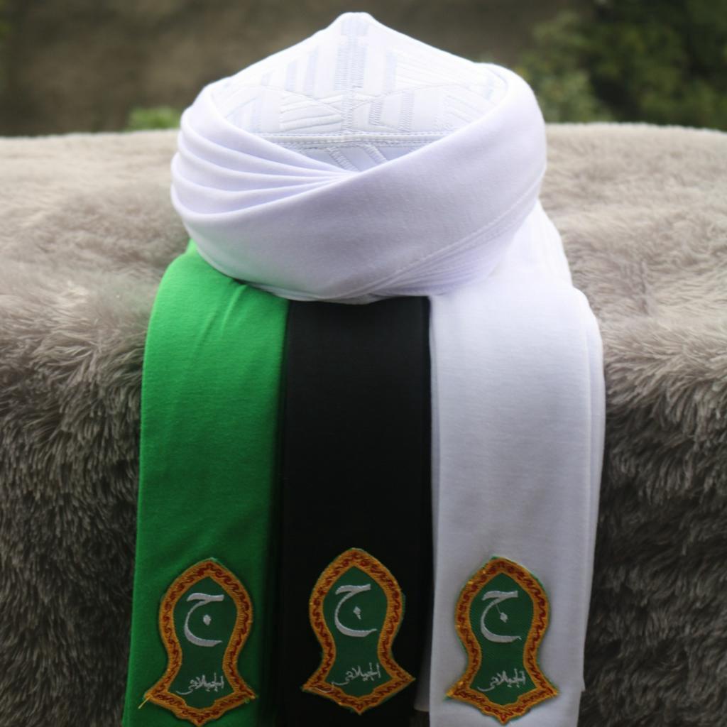 Peci Imamah Permanen Putih 5 Lipat