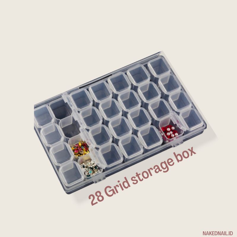 kotak storage box 28 grid / kotak aksesoris / kotak serbaguna isi 28 nailart storage box nailart