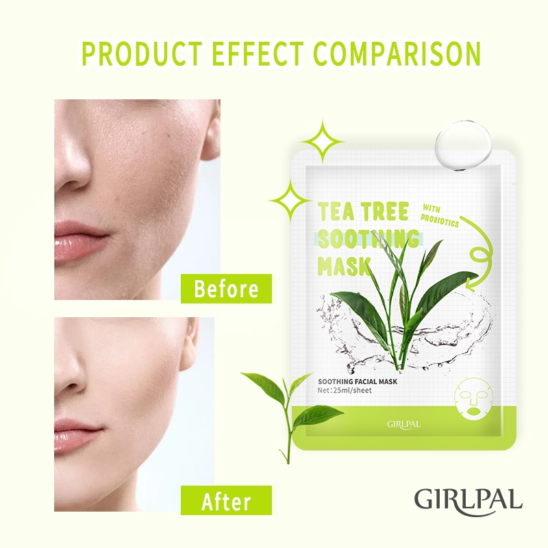 GIRLPAL Tea Tree Deep Moisturizing Soothing Face Sheet Mask Masker Wajah Facial Skincare