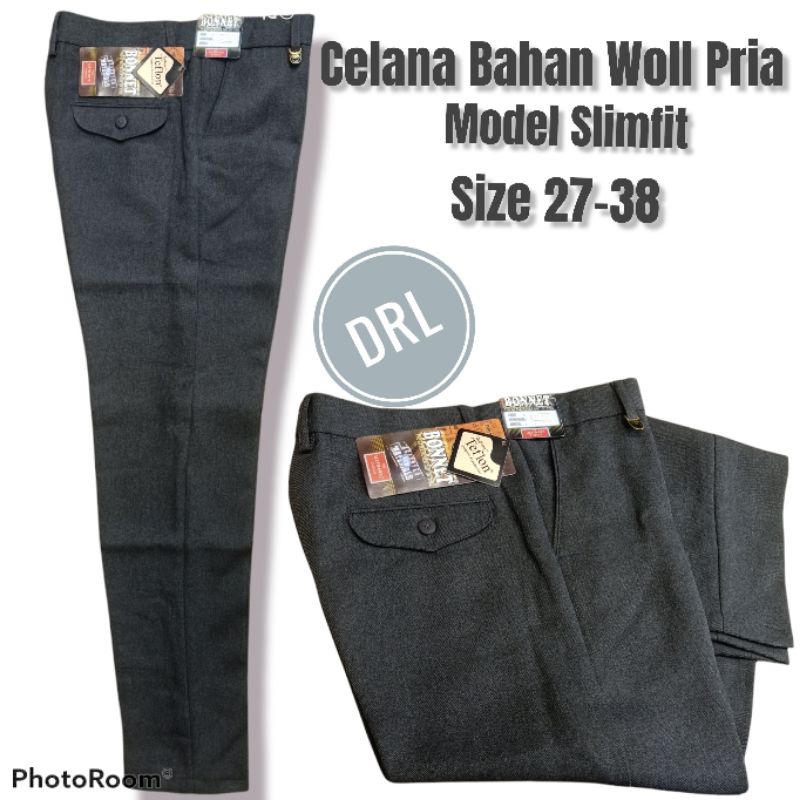 Celana Bahan Woll Pria / Celana Panjang Bahan Pria / Celana Bahan Slim Fit Pria / Celana Bahan Kanto