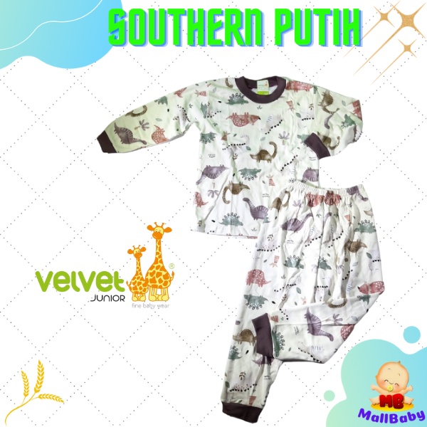 Velvet Junior Size 45678910 Piyama Bayi Velvet Baju Bayi Velvet Panjang Ukuran Besar