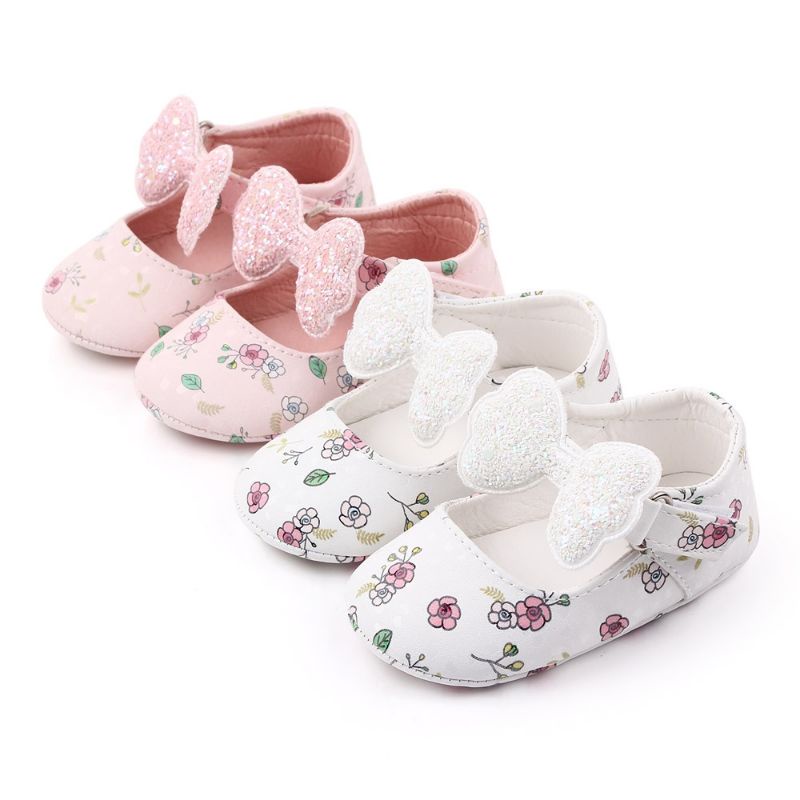 Sepatu Bayi Prewalker Pita Putih Pink - Prewalker Baby Shoes S1103