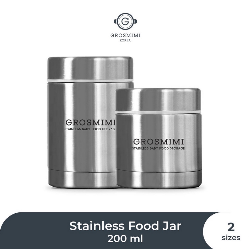 Grosmimi Stainless Baby Food Jar 300ml / 200ml - Tempat Makan Anak Bayi Tahan Panas Dingin Travel Kotak Bekal