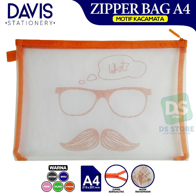

TAS ZIPPER BAG A4 motif kacamata