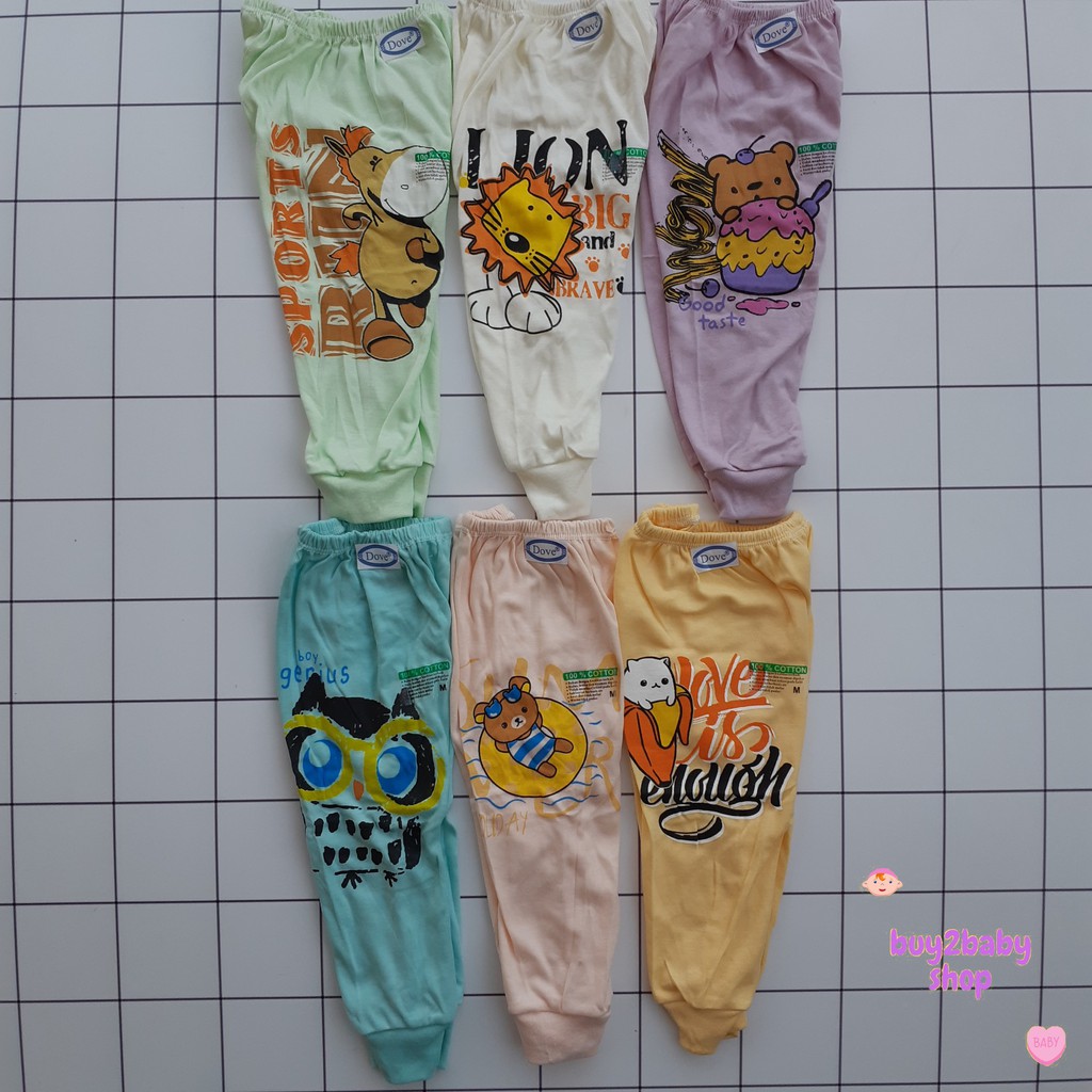 Celana panjang bayi warna motif gambar karakter DOVE isi 6 PCS
