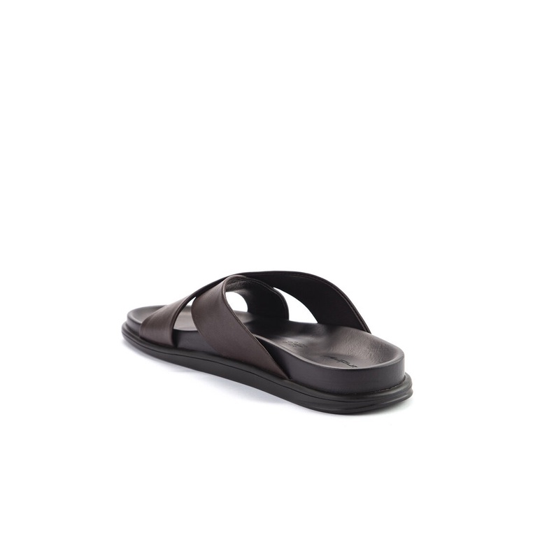 SANDAL SLIDE ANDREW PRIA ORIGINAL CASUAL KULIT BRANDED COKLAT ANM02