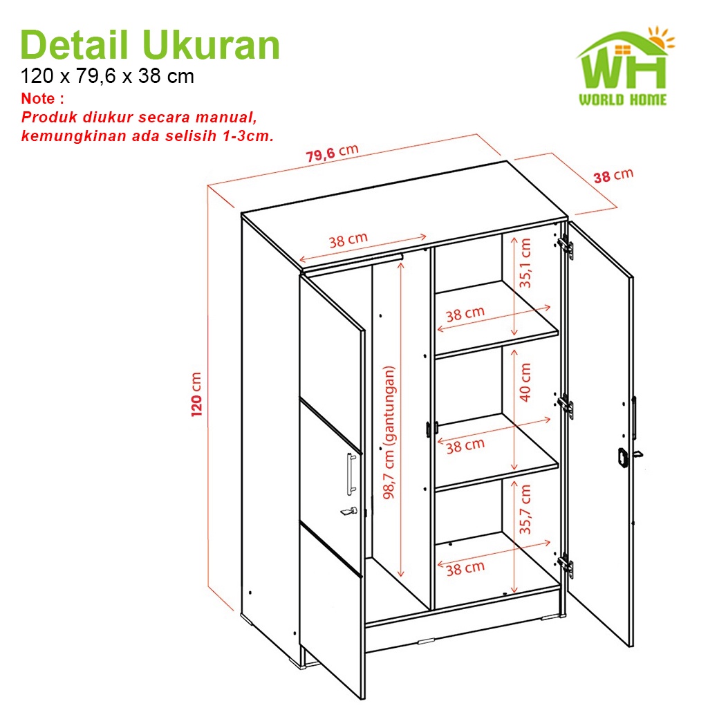 Lemari Baju Serbaguna Lemari Pakaian Kayu Gantung Lemari Wardrobe Lemari Dekor Minimalis