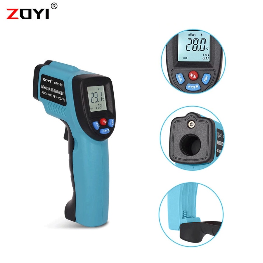 Zoyi GM550 Digital Infrared Thermometer IR Termometer Laser Termo Gun