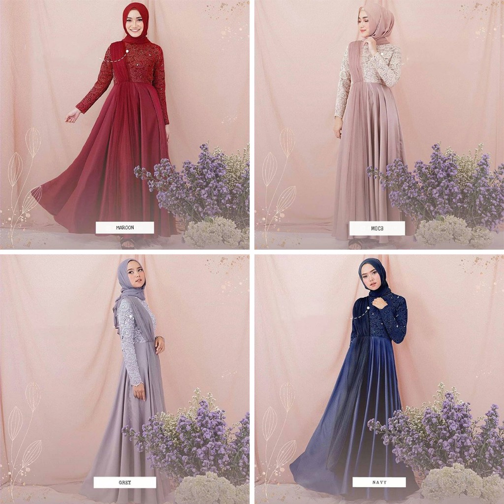 Rifana maxi / giterstore / Dress Brukat Hijab / Baju Kondangan / Kebaya Wisuda / FREE MASKER / COD