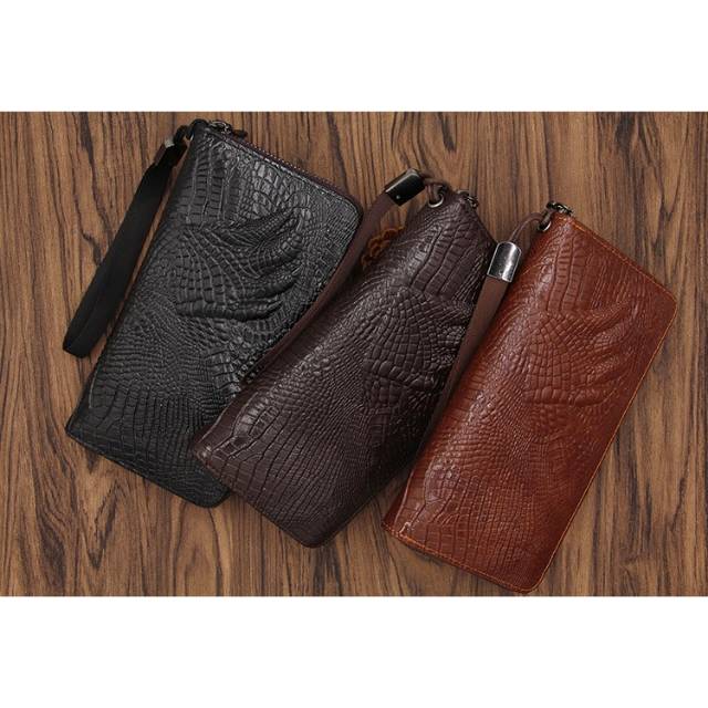 Dompet Panjang Kulit Pria Keren Dompet Tangan Resleting Handbag Men Bense Crocodile