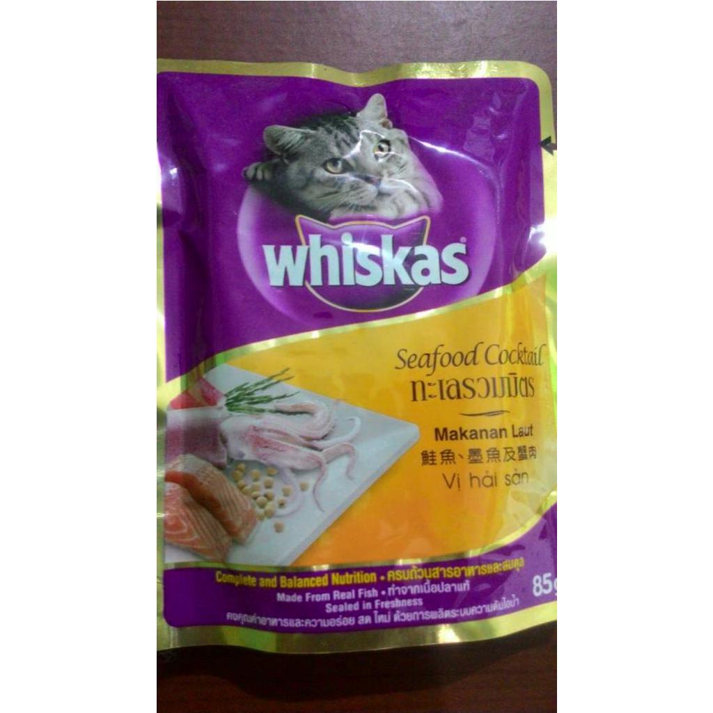 Whiskas pouch banyak variant rasa pakan kucing basah wetfood