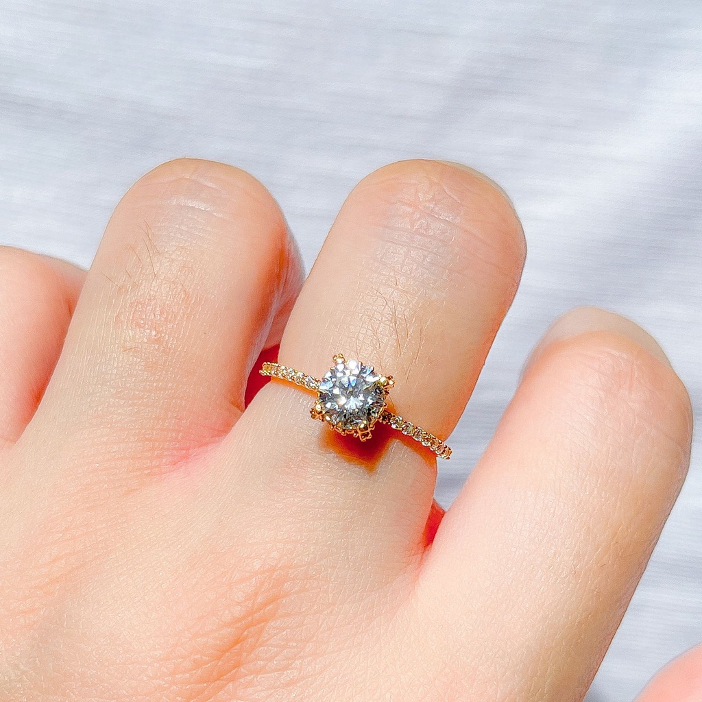 Cincin anak dan dewasa emas asli kadar 700 70 16k solitaire like diamond love permata mewah tinggi bling baris ringan 1 gram gr g ring gold nomor 10 11 12 13 14 15 16 17