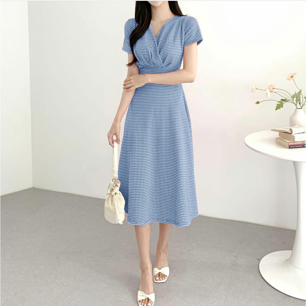 [MCFK] Dress Noura / Dress Kotak-Kotak Wanita / Dress Wanita Murah / Dress / Pakaian Wanita / Casual Dress