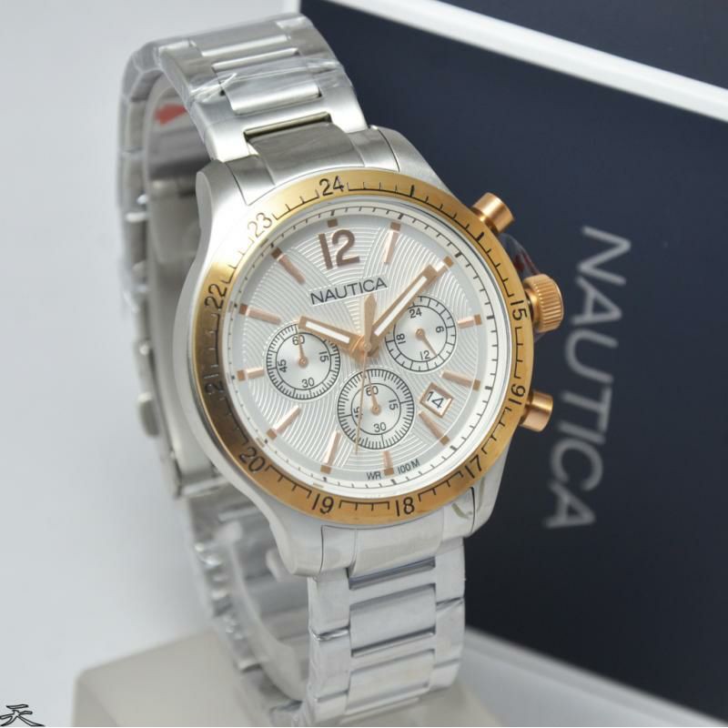 Jam Tangan Pria Nautica A19618G Silver Rantai Original Murah