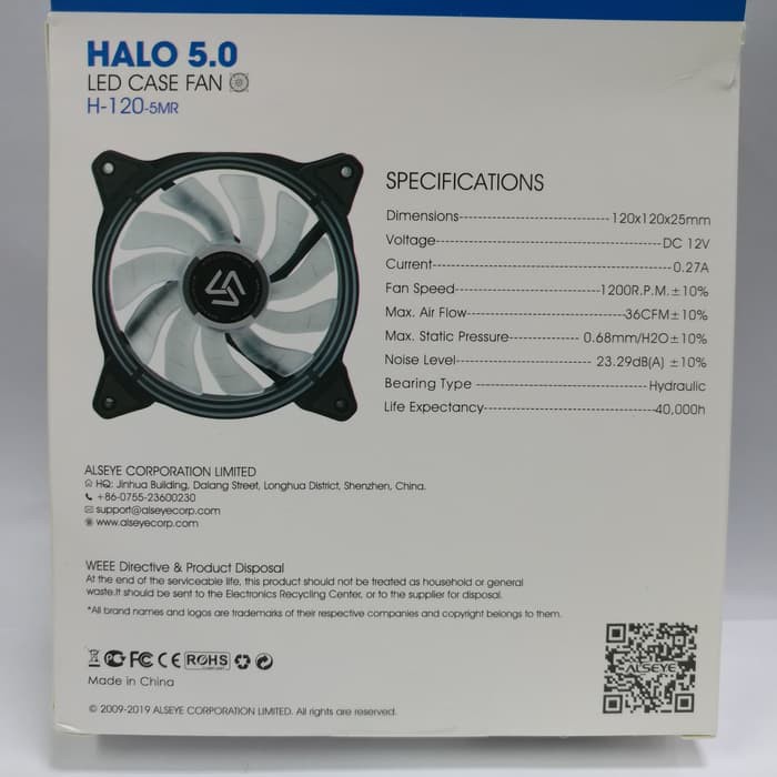 Fan ALSEYE HALO 5.0 Auto RGB H-120-5MR Fan Casing 12cm