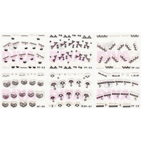 ISI 6 PACK NAIL ART STICKER JAPANESE LACE STICKER SET