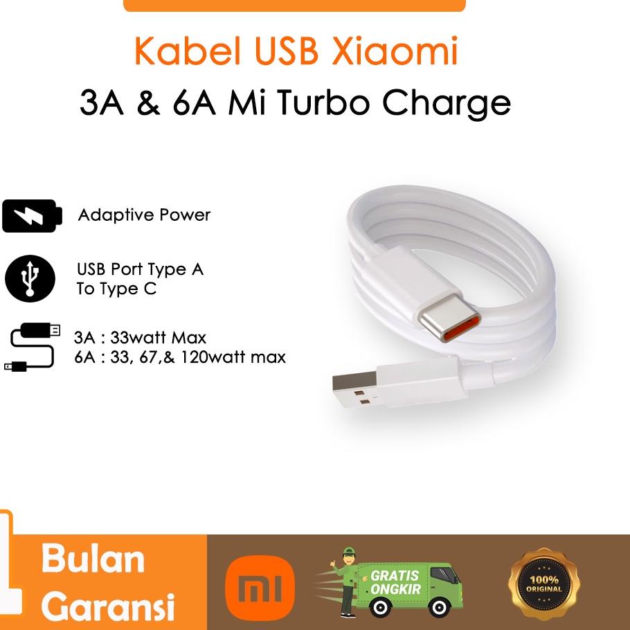 Paling Dicari.. Xiaomi Mi Redmi Poco USB cable/kabel 3A 6A type C Turbo  27, 30, 33, 67, & 120 watt