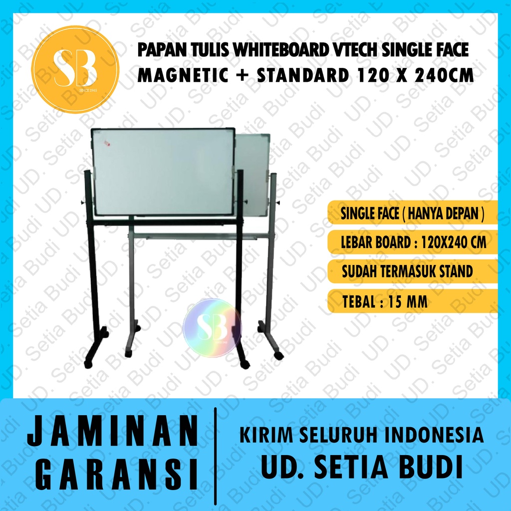 Papan Tulis Whiteboard Vtech Single Face Magnetic + Standard 120x240CM