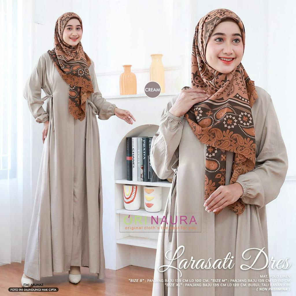 Larasati Dress Gamis Muslim Polo Linen Original Produk By Orinaura