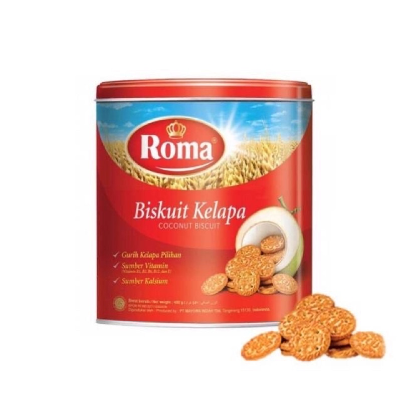 

roma kelapa biscuit kaleng 405 gram