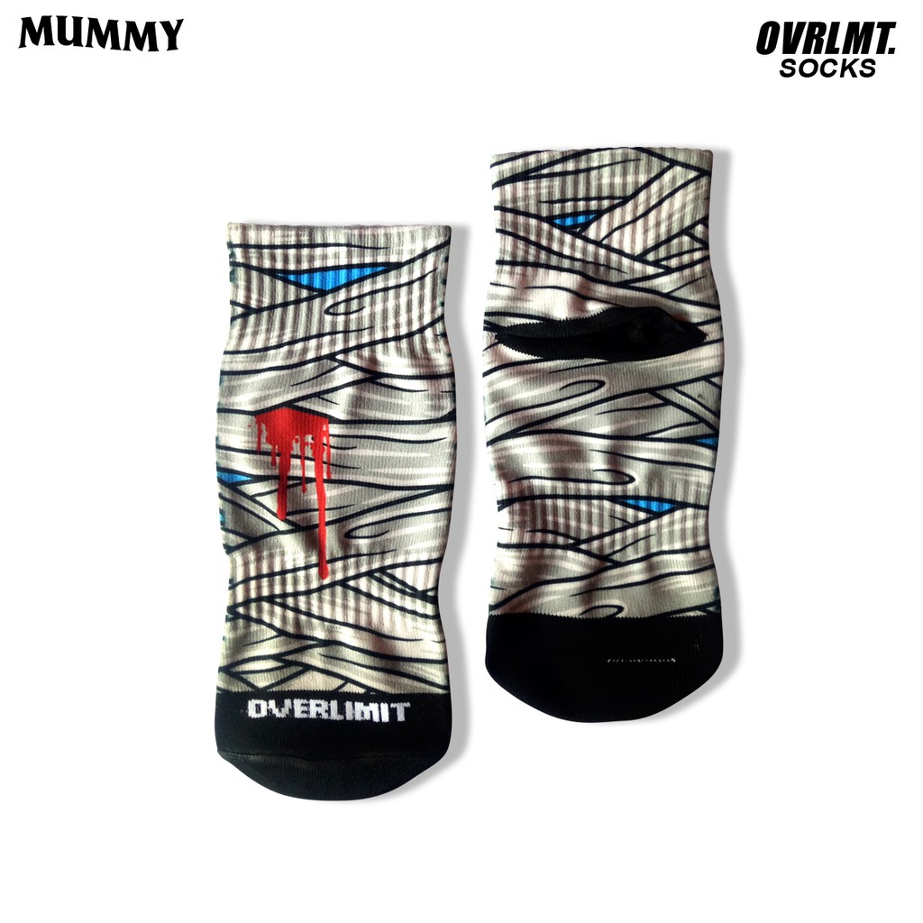 OVERLIMIT Mummy - Kaos Kaki Pendek Pria Wanita Tebal Motif Distro Kaoskaki Premium Print Sock Uniseks Kaus kaki Printing Unisex Koskaki Print Cewek Kauskaki Cowok Ukuran Mata Kaki Terbaru Kasut Kantor Sekolah Formal Model Oldschol Oldschool Oldskol