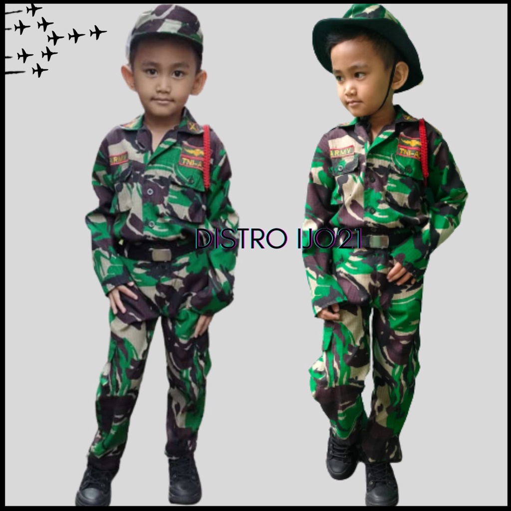 COD !! GROSIR PROFESI ANAK LORENG TK CARNAVAL PDL LORENG ANAK TOPI RIMBA COMANDO SERAGAM LORENG ANAK MURAH