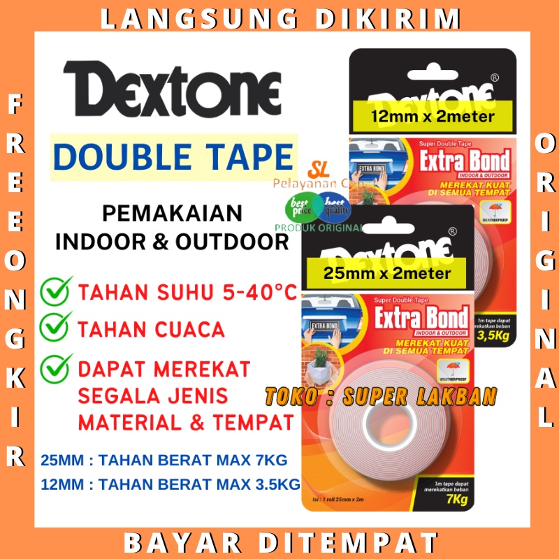 Double Tip Kuat Double Tape Dextone Extra Bond Tahan Cuaca Outdoor