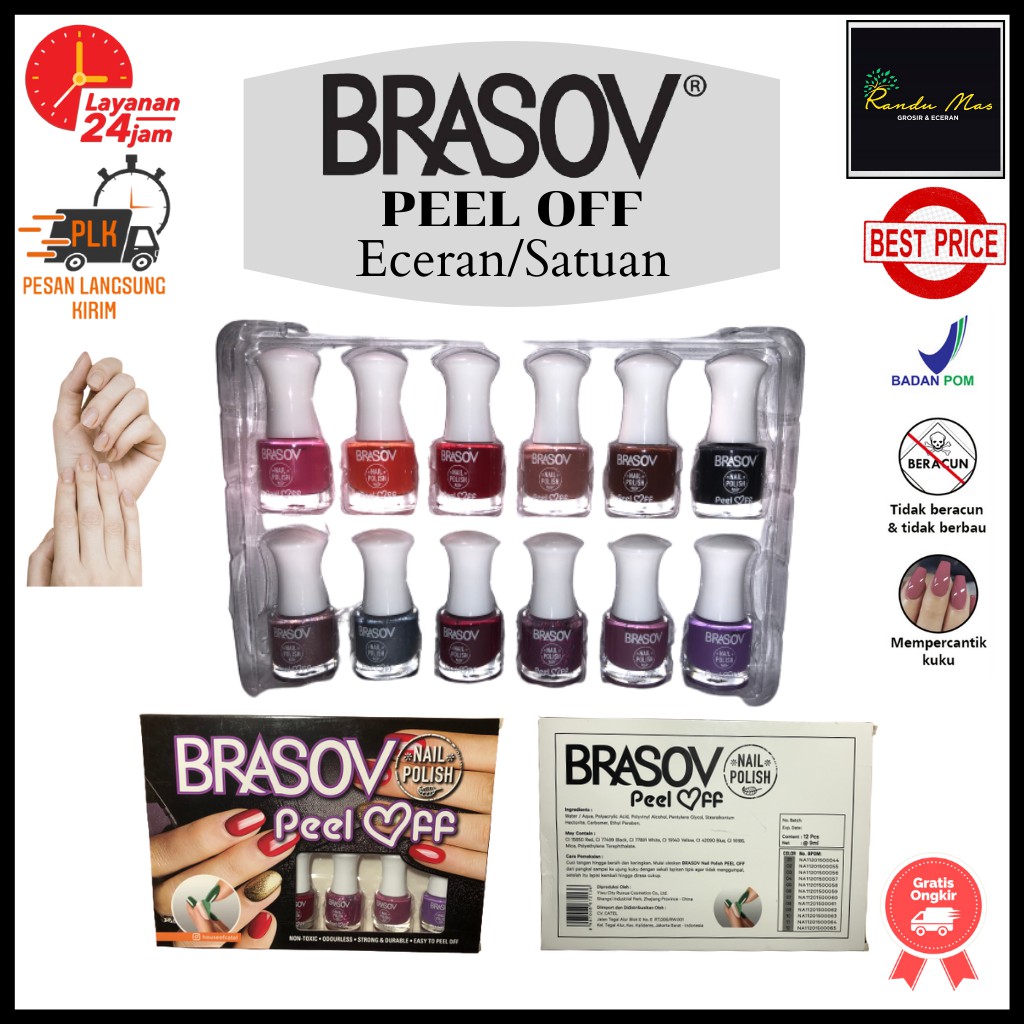 Kutek Brasov Peel Off 9ml Kutek Peel Off Kuteks Cat Kuku Halal Bisa Buat Sholat BPOM Kutex Muslimah