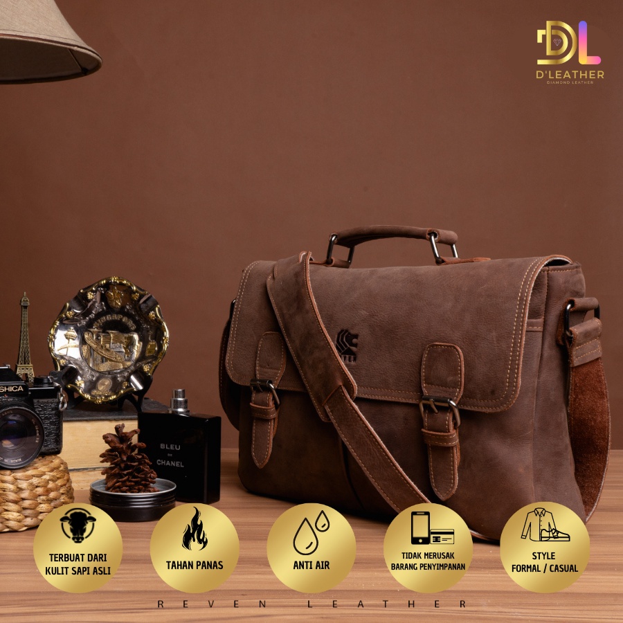 tas laptop kerja kantor kulit sapi 100  asli anti api anti air original brand lokal   laptop asgard 