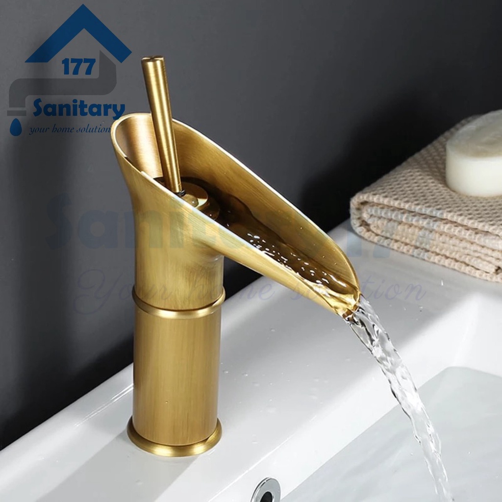 Kran Wastafel Panas dingin GOLD matte wine glass-Keran air sink 20cm 30cm cuci tangan washtafel kuningan brass unik unique antik antique elegan faucet basin